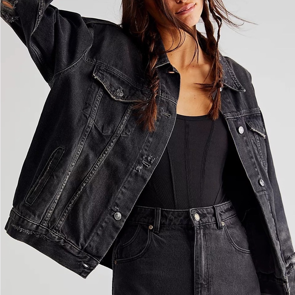 We The Free Black Jolene Trucker Denim Jacket